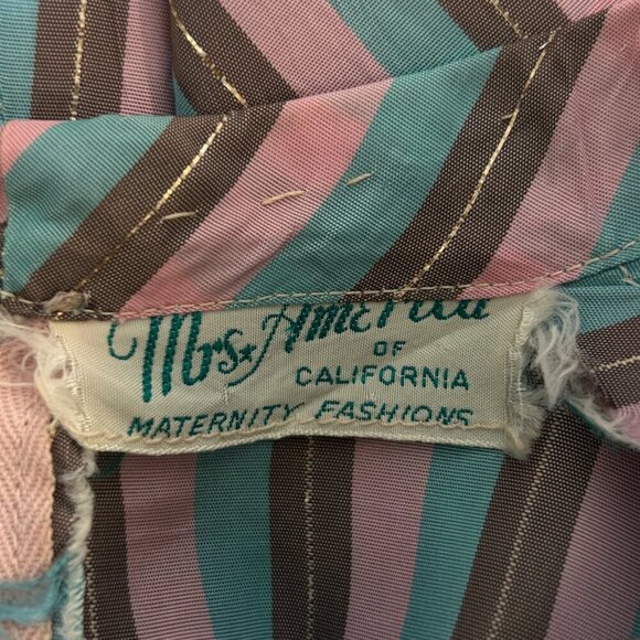 Mrs. America of California Vintage 50s 60s Striped Maternity Top Metal Zipper - Picture 2 of 7
